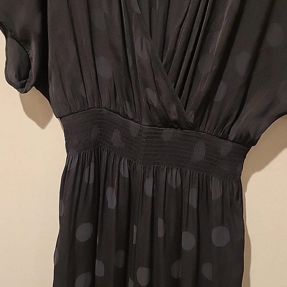 ❤️ MADEWELL WRAP FRONT SMOCK-WAIST JUMPSUIT IN SATIN DOT JACQUARD, XXS